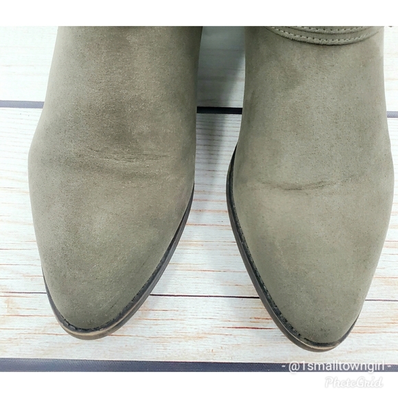 David Aaron Austin stack heel booties 10 beige - Picture 8 of 12